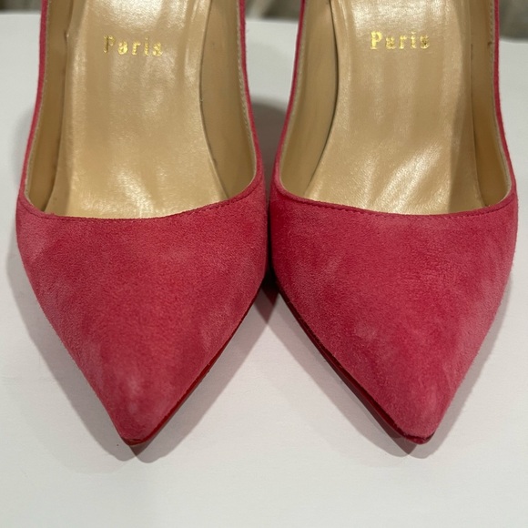 Christian Louboutin | Begonia Suede Pigalle Follies 100 Pumps - Picture 3 of 7